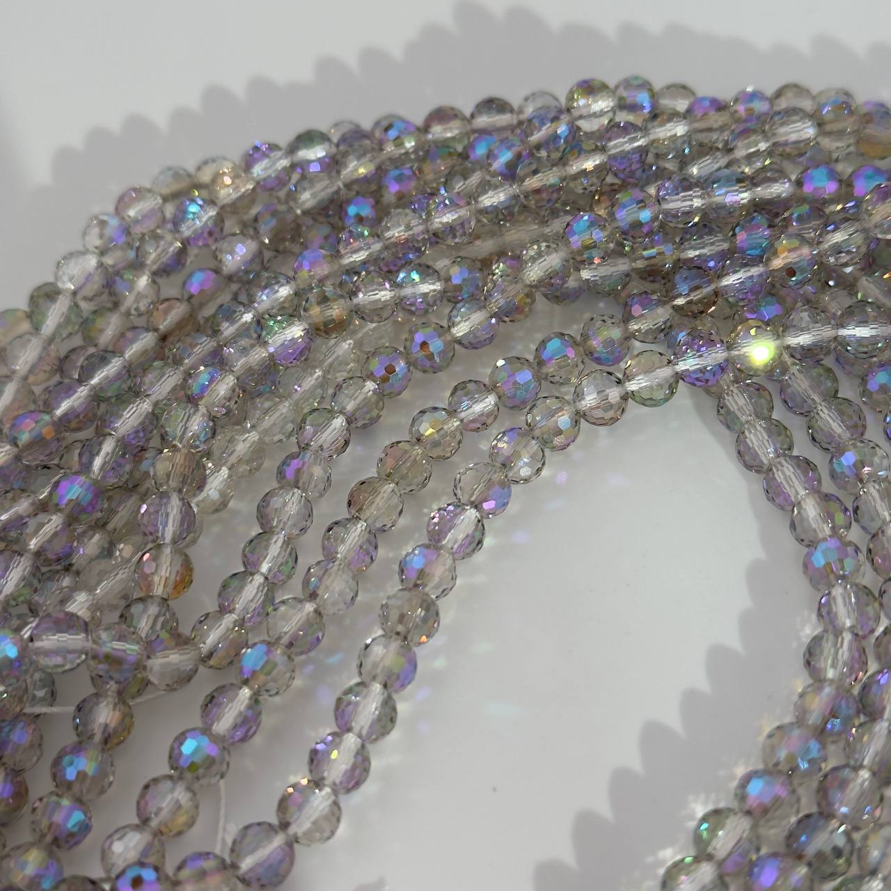 Бусины стеклянные размер 6мм цвет серый с отливом